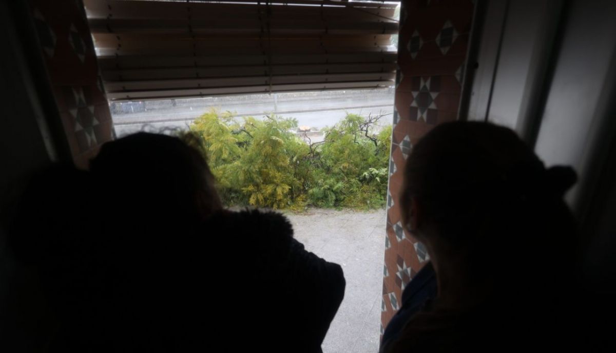 Las vecinas contemplan los árboles derribados por 'Kristin'. 