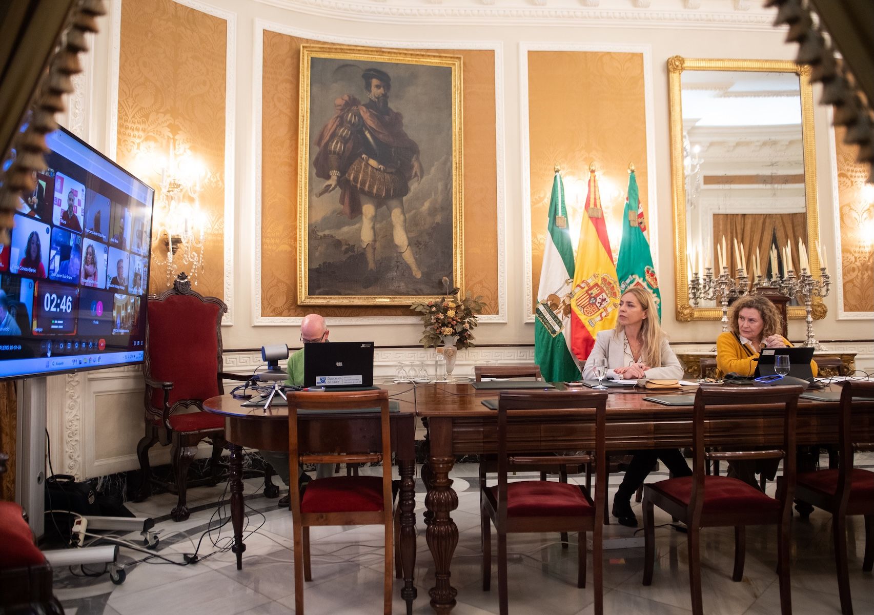 La presidenta de Diputación, en la sesión de pleno celebrada de forma telemática. La presidenta de Diputación, en la sesión de pleno celebrada de forma telemática.