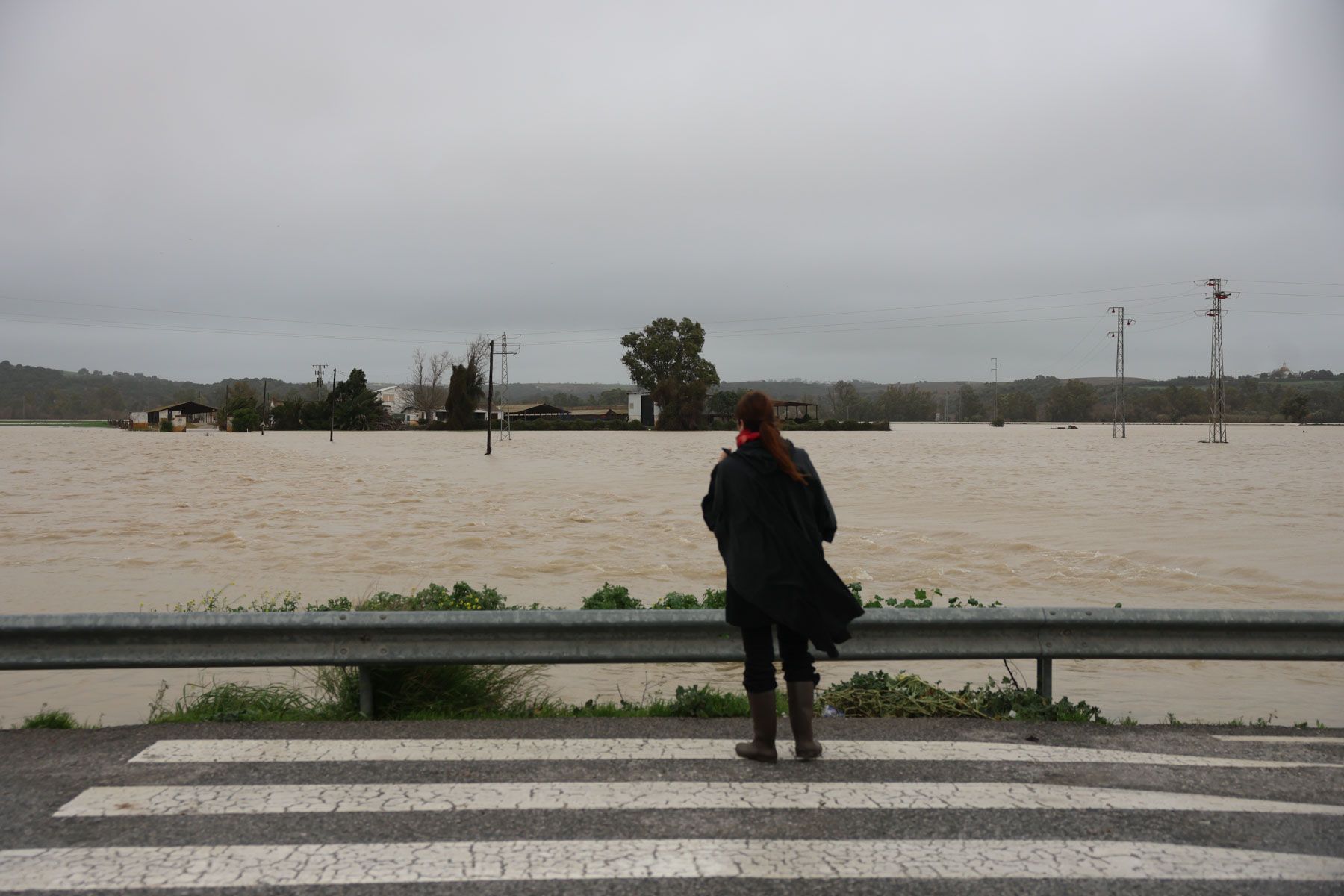 Imagen del pasado jueves del desbordamiento del río Guadalete.