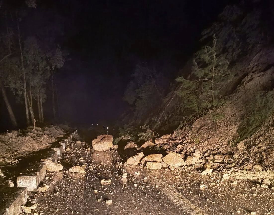 Estado de la carretera que une Benamahoma y El Bosque, la pasada madrugada.