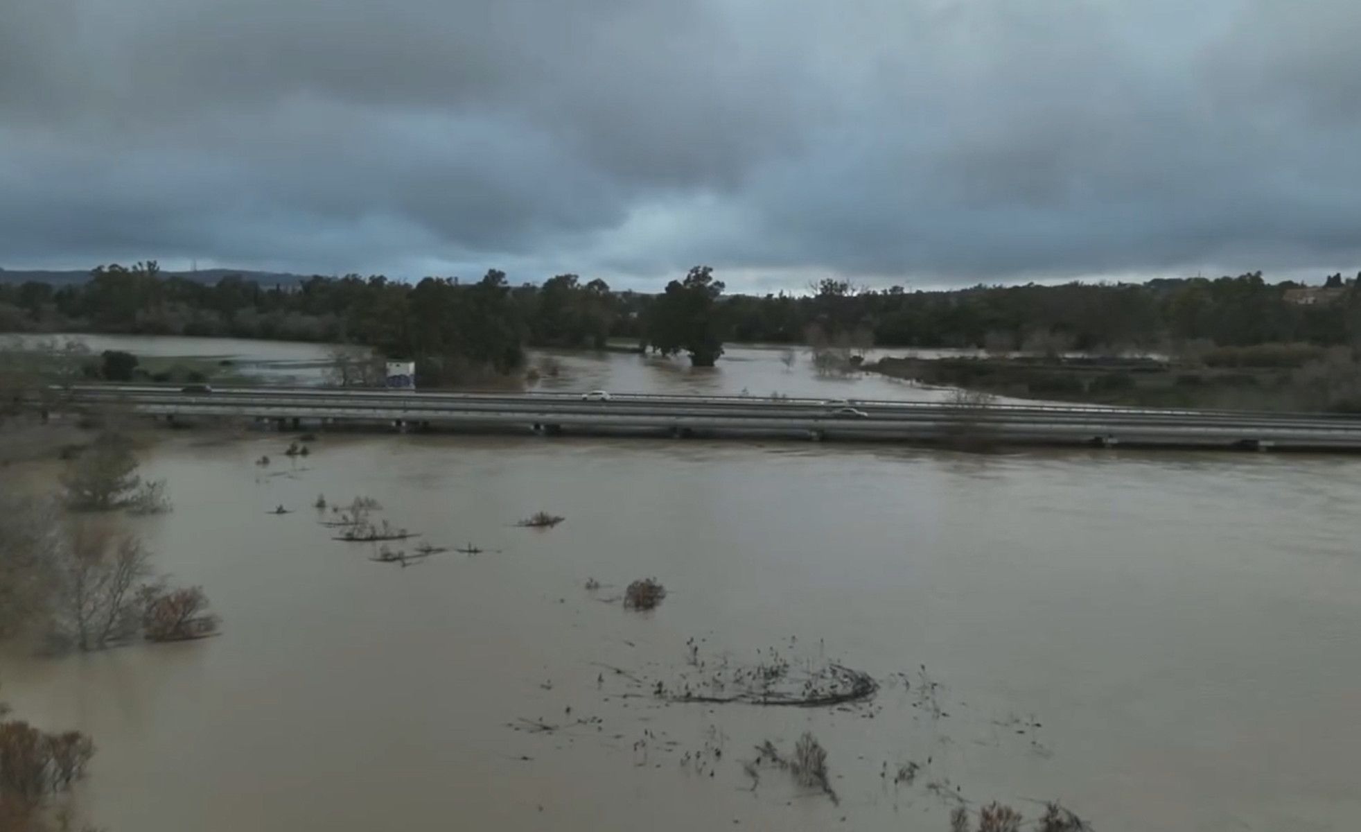 Así se encuentran algunas zonas del Jerez rural tras la crecida del río Guadalete.