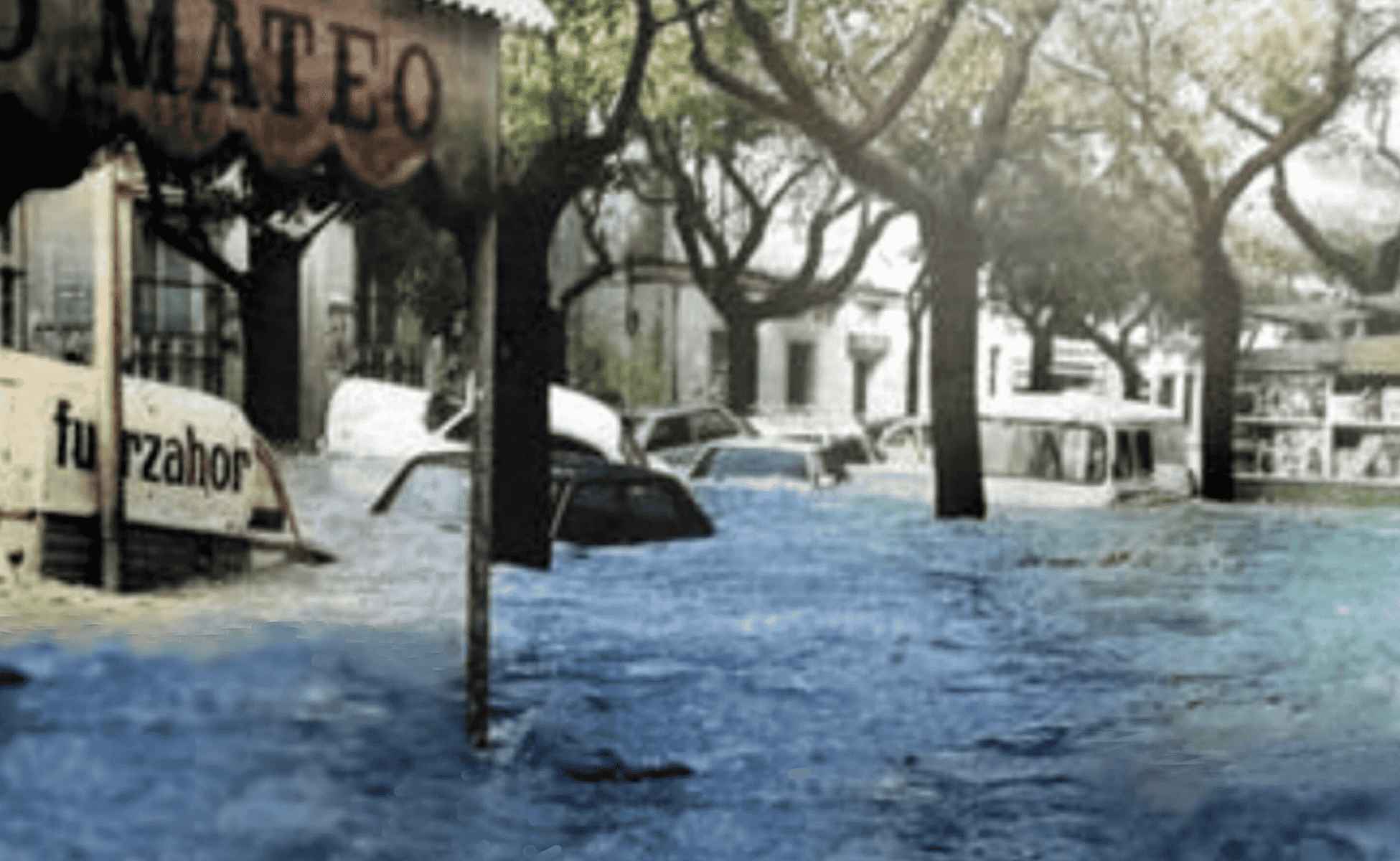 Imagen del gran diluvio de 1979 en la calle Porvera. Imagen del gran diluvio de 1979 en la calle Porvera.