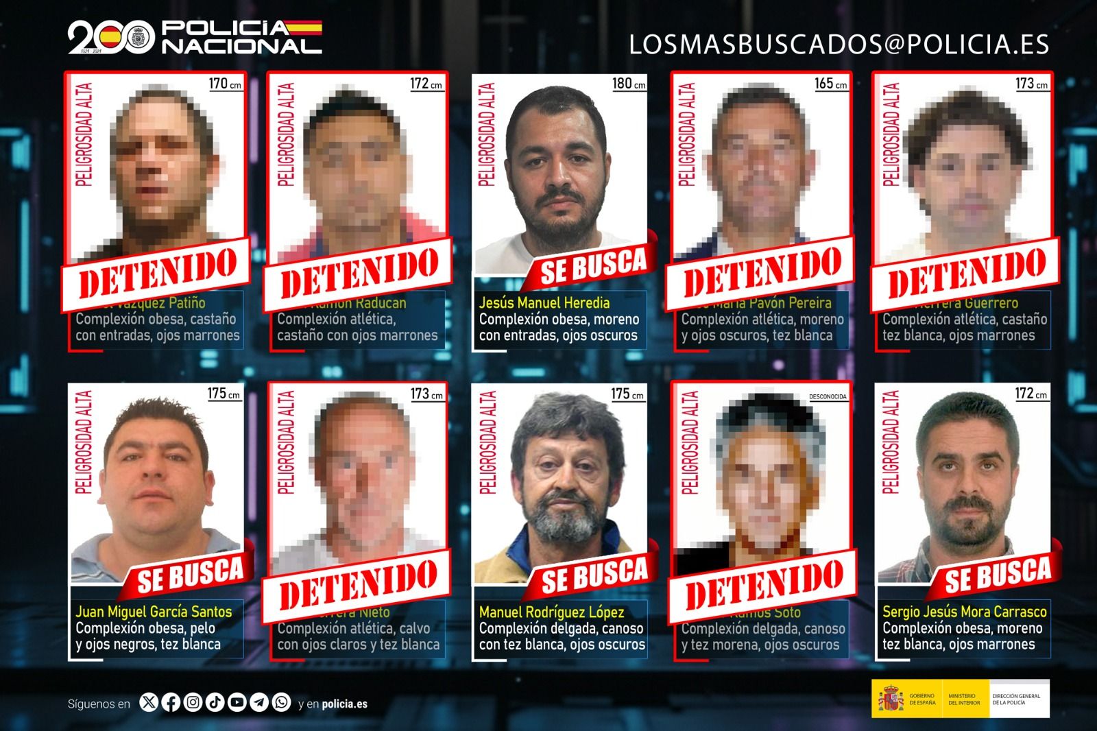 Cartel de los más buscados.