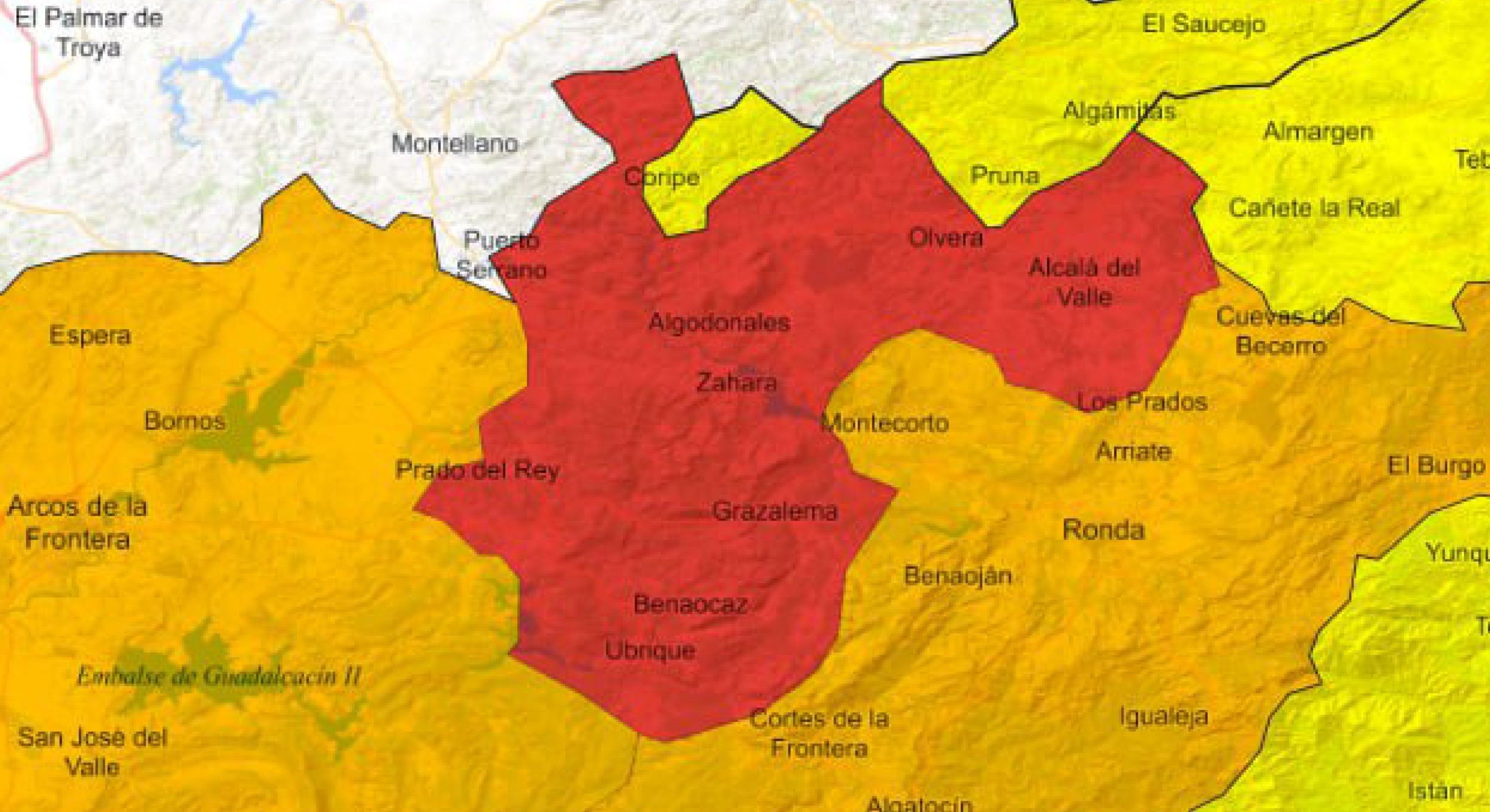 Aviso rojo en Grazalema para este miércoles. Aviso rojo en Grazalema para este miércoles.