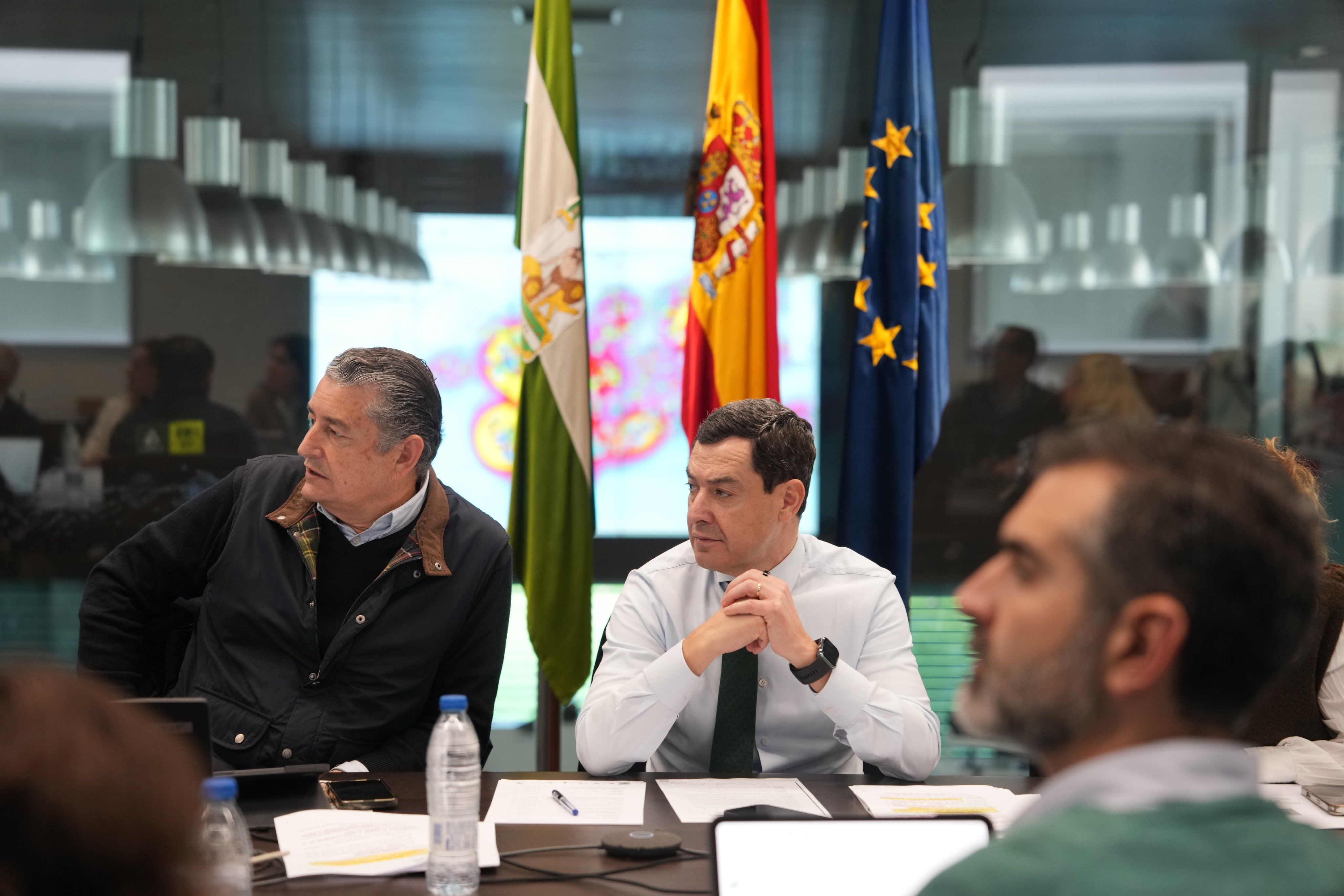 Moreno y Sanz durante la reunión de este martes. Moreno y Sanz durante la reunión de este martes.