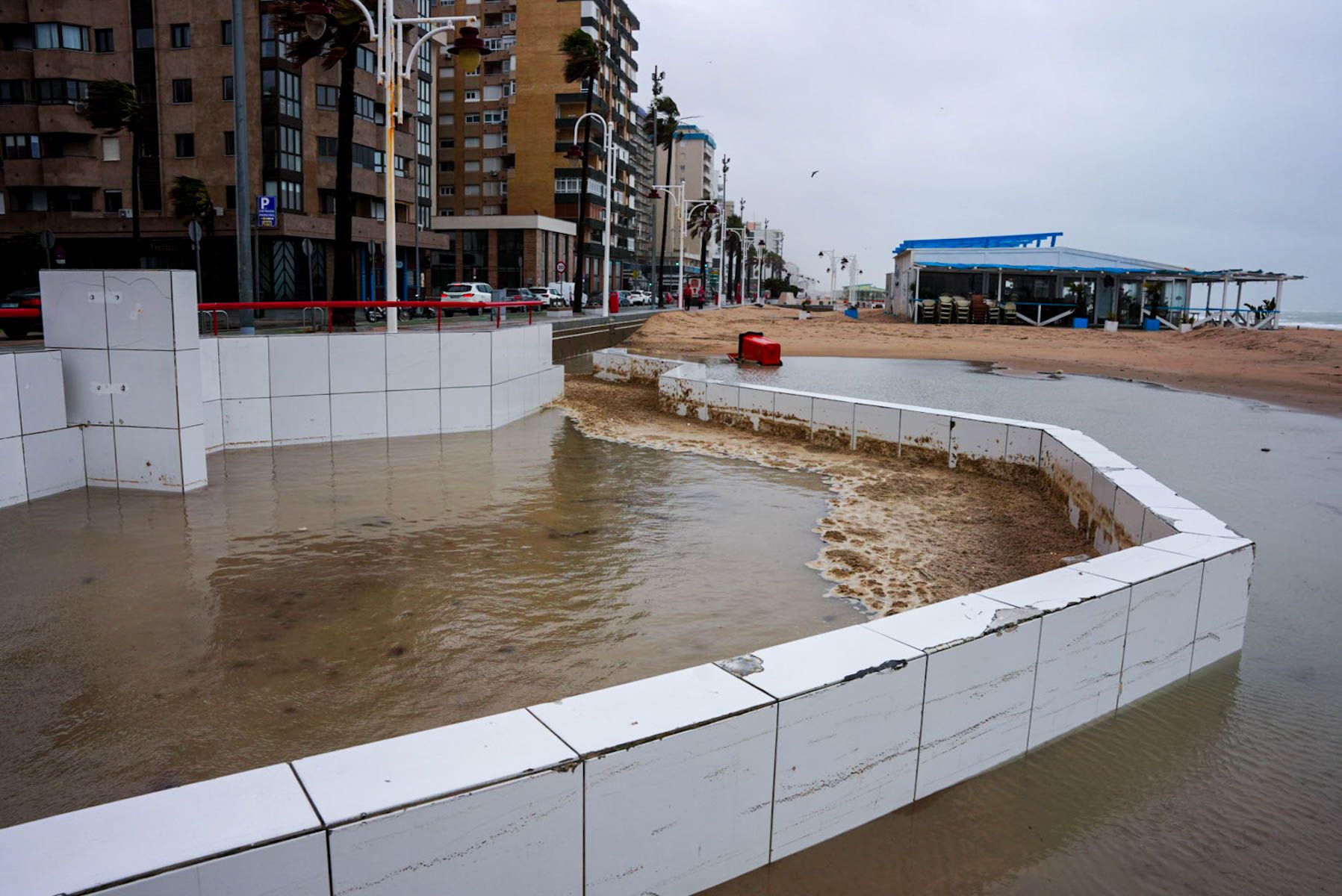 Efectos del temporal en las playas de Cádiz, días atrás.