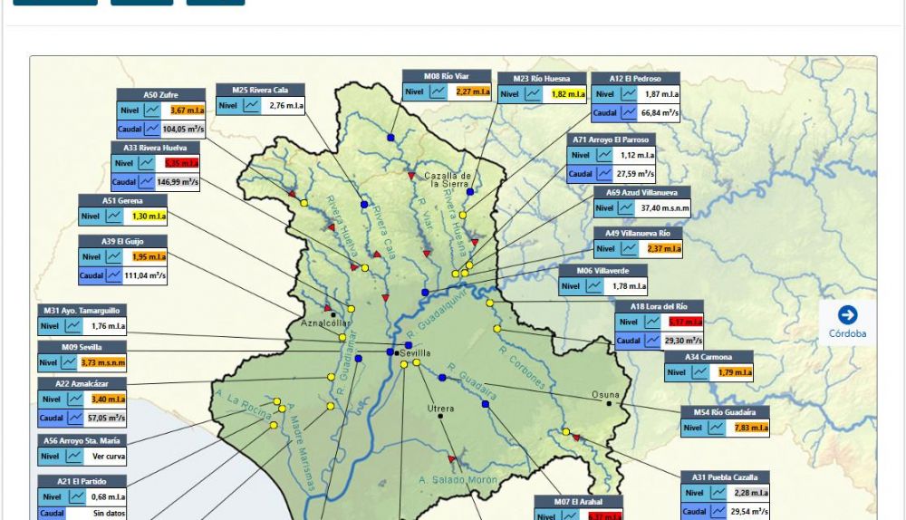 Situación del Guadalquivir en Sevilla.
