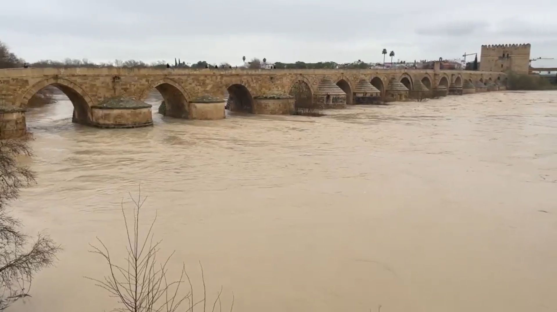 Situación del Guadalquivir en Córdoba durante las últimas horas en una imagen de Canal Sur.
