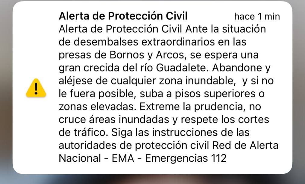 Mensaje ES Alert en Jerez.