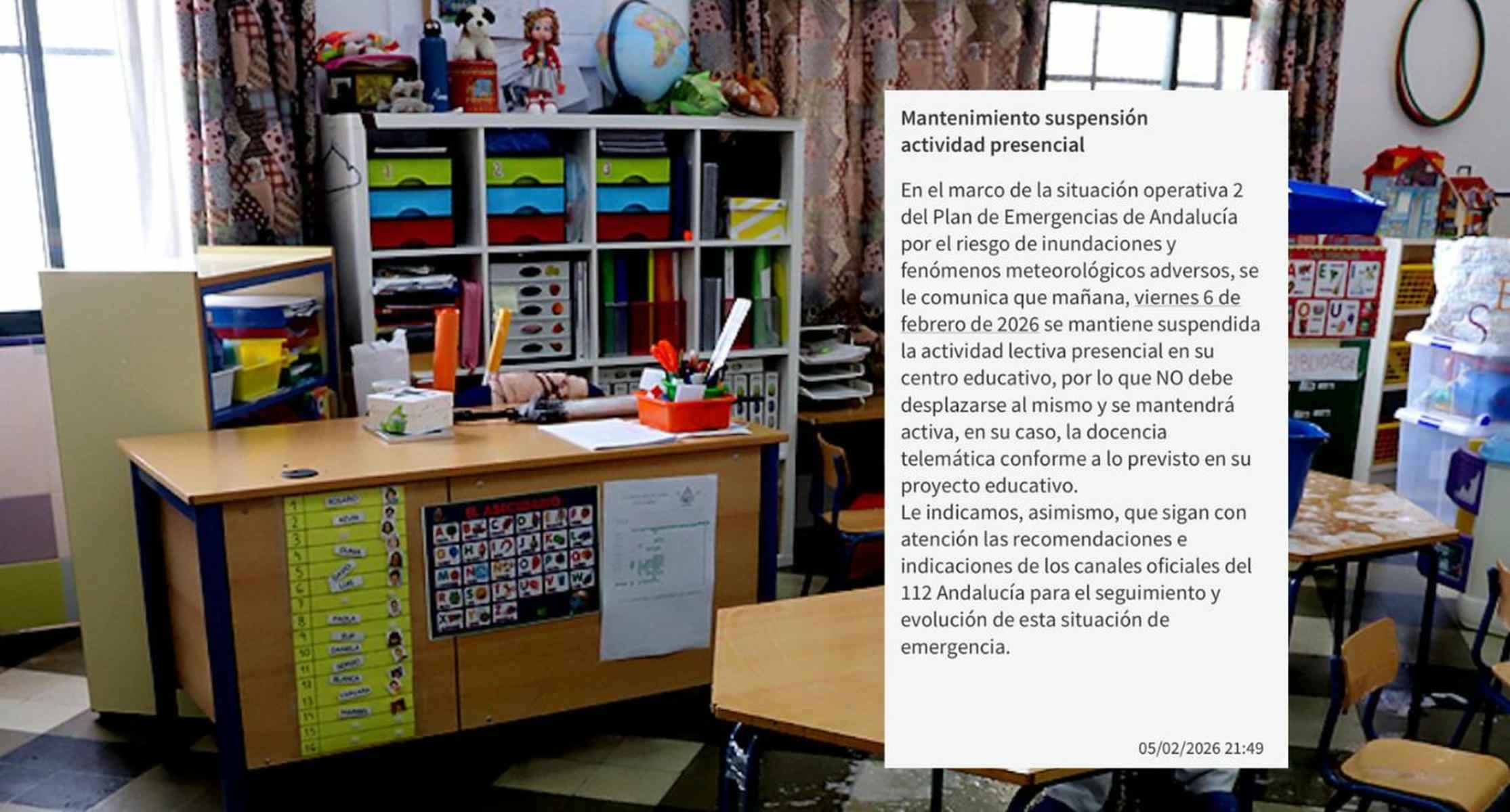 Mensaje recibidos por familias que no están en el listado de colegios sin clases.