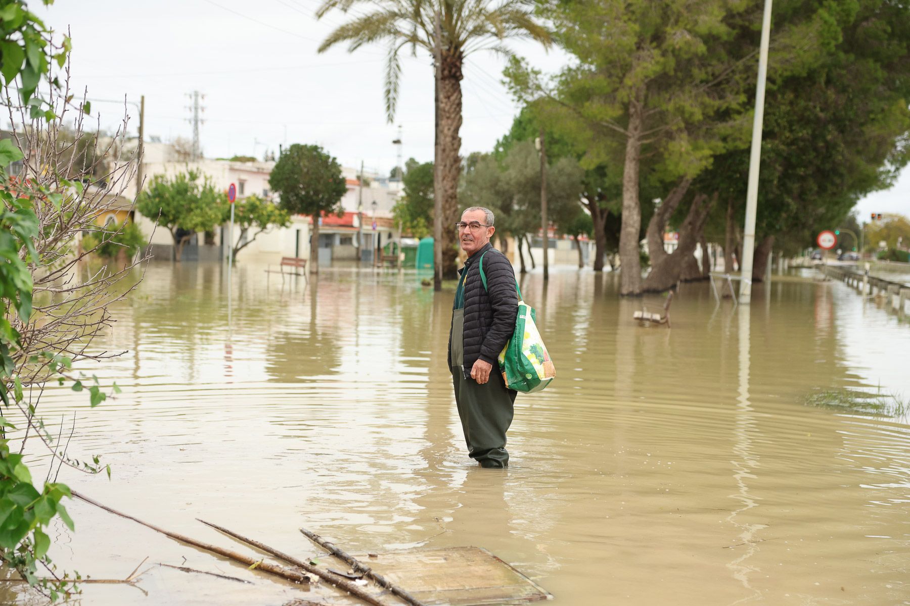 Inundaciones en El Portal tras el paso del tren de borrascas en el Jerez rural.