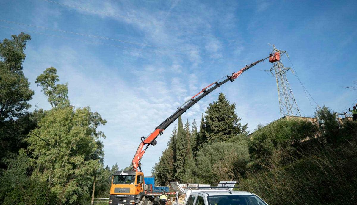 Operarios de Endesa, trabajando en la provincia de Cádiz.