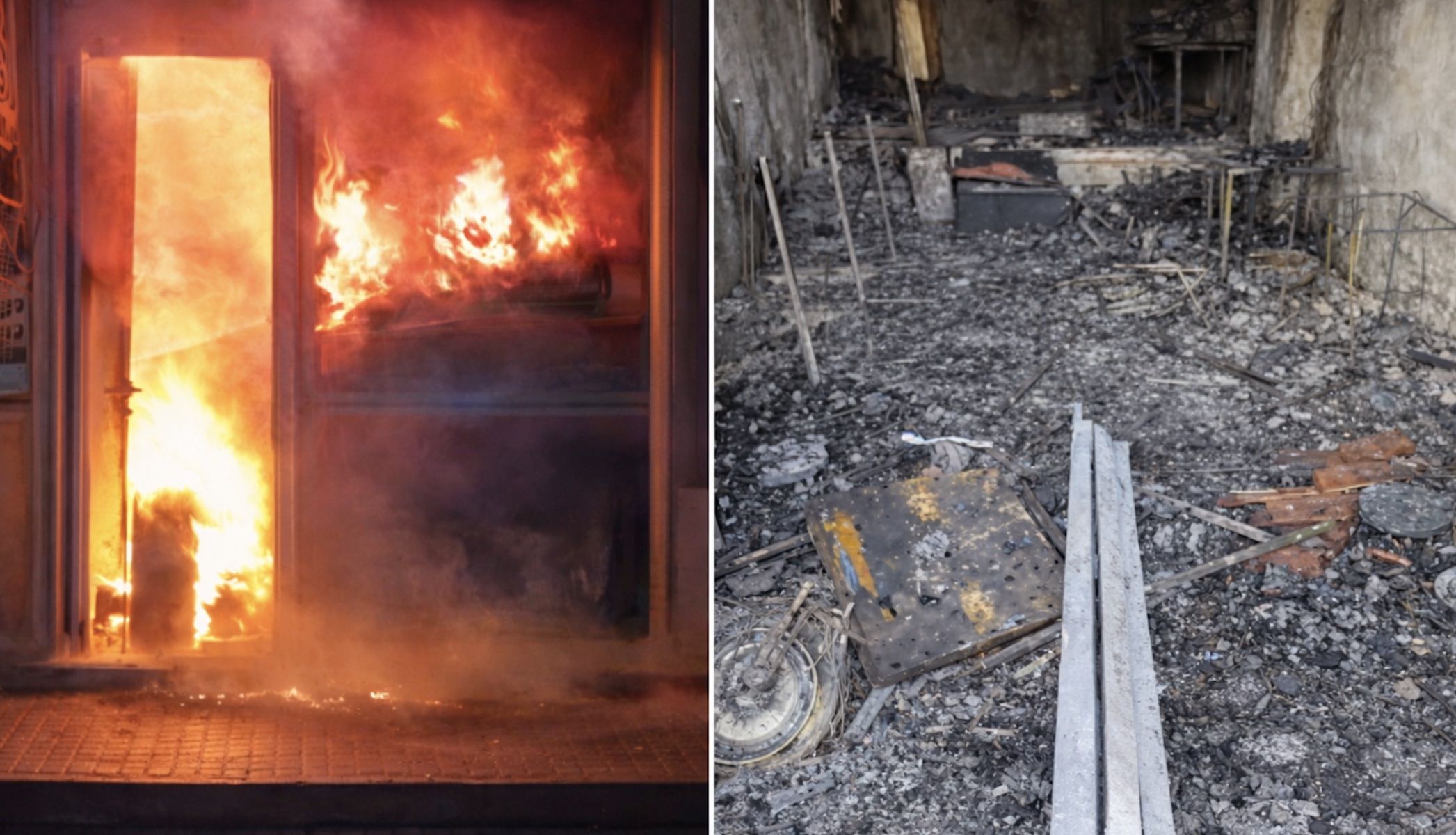 Así ha quedado el negocio de Óscar Lechado en San Roque tras el incendio.