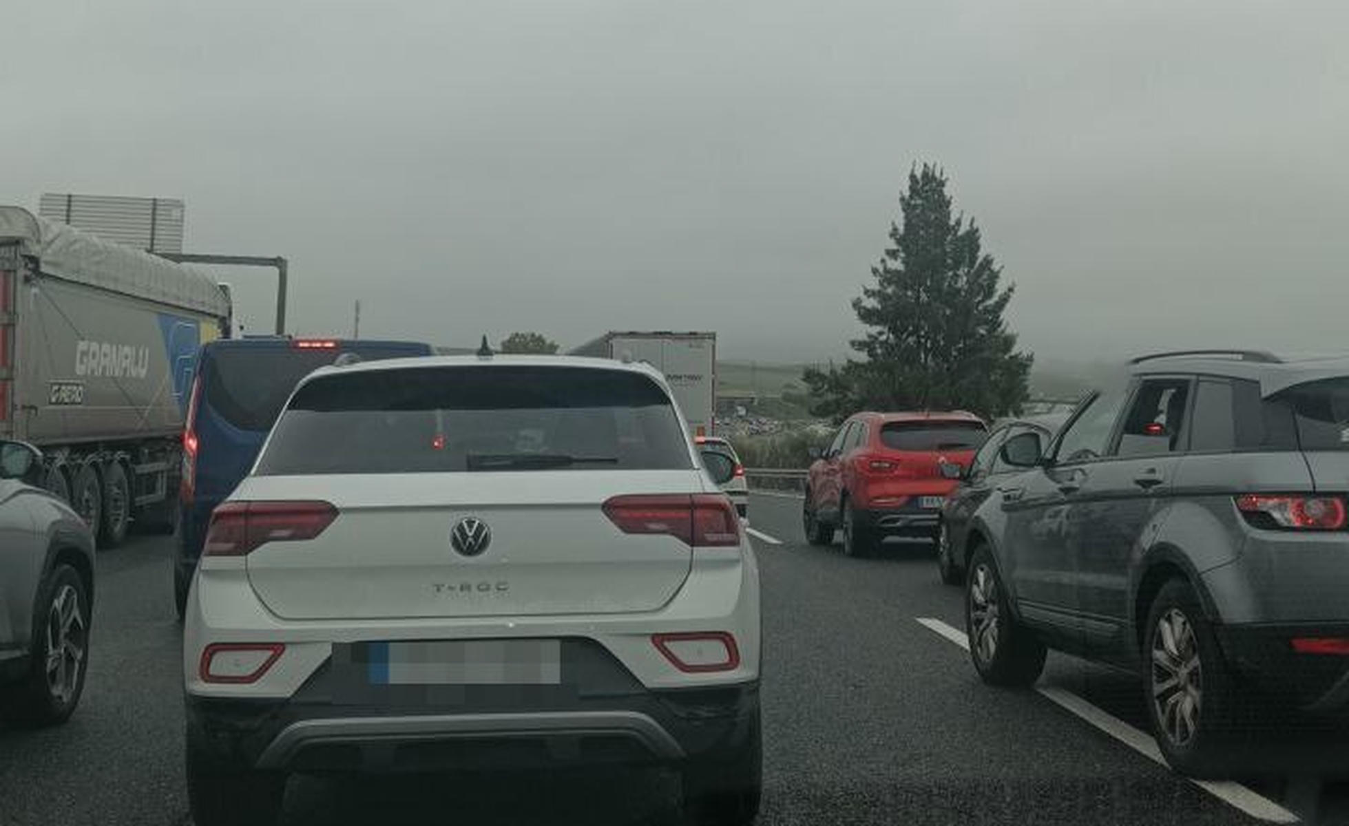 Una imagen del atasco entre El Puerto y Jerez.