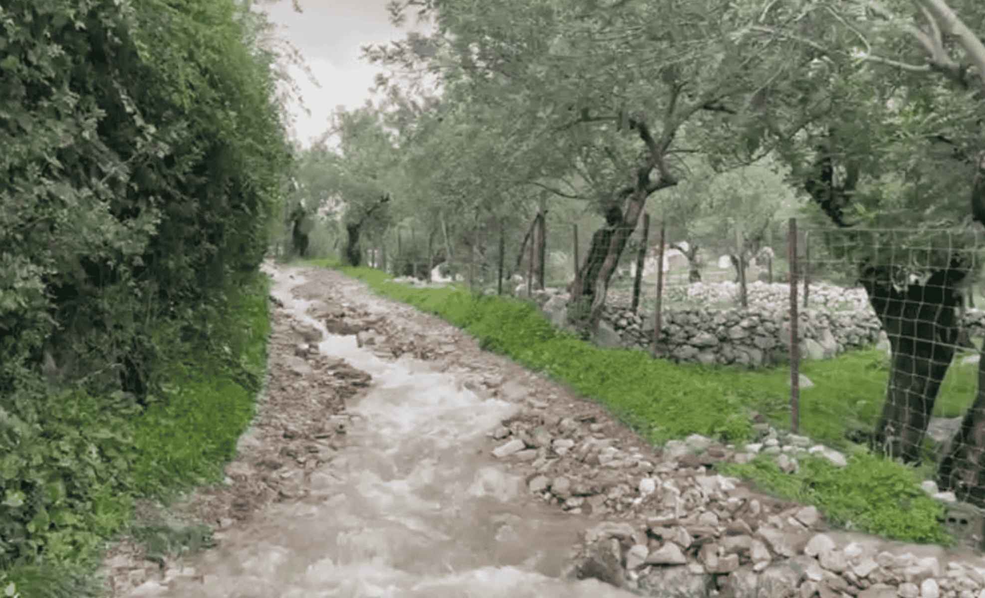 Daños del temporal en la calzada romana de Ubrique.