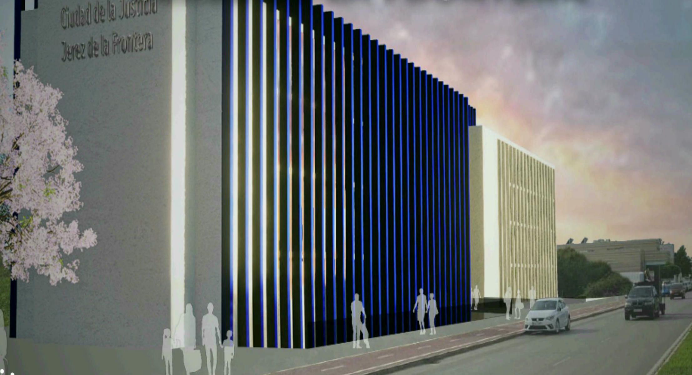 Recreación de la futura Ciudad de la Justicia de Jerez.