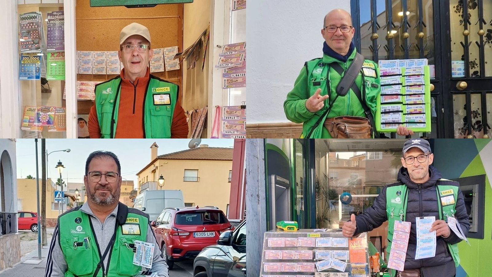 Vendedores de la ONCE que han dado premios del cuponazo en Andalucía.