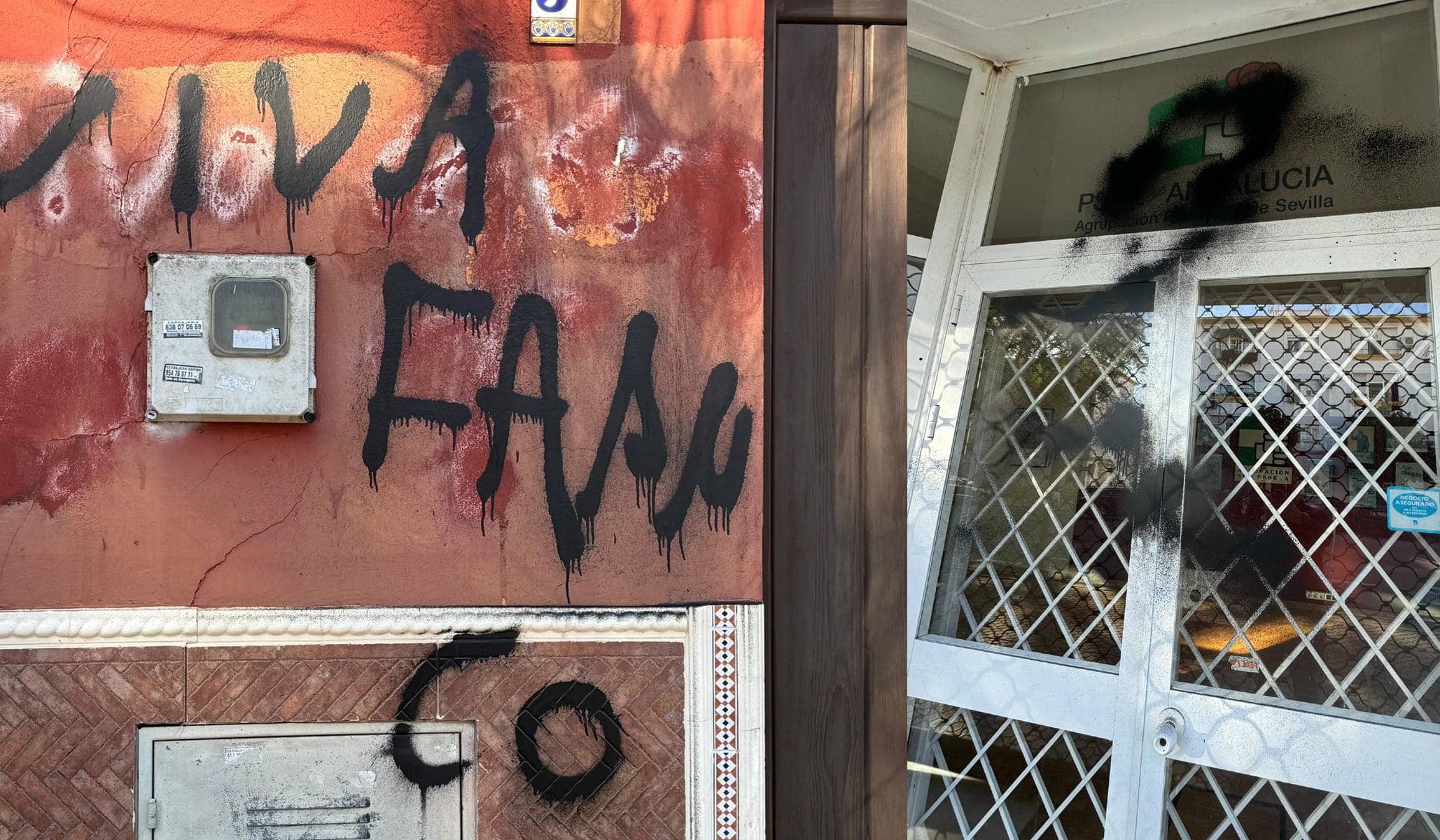 Pintadas en la sede del PSOE de Sevilla.