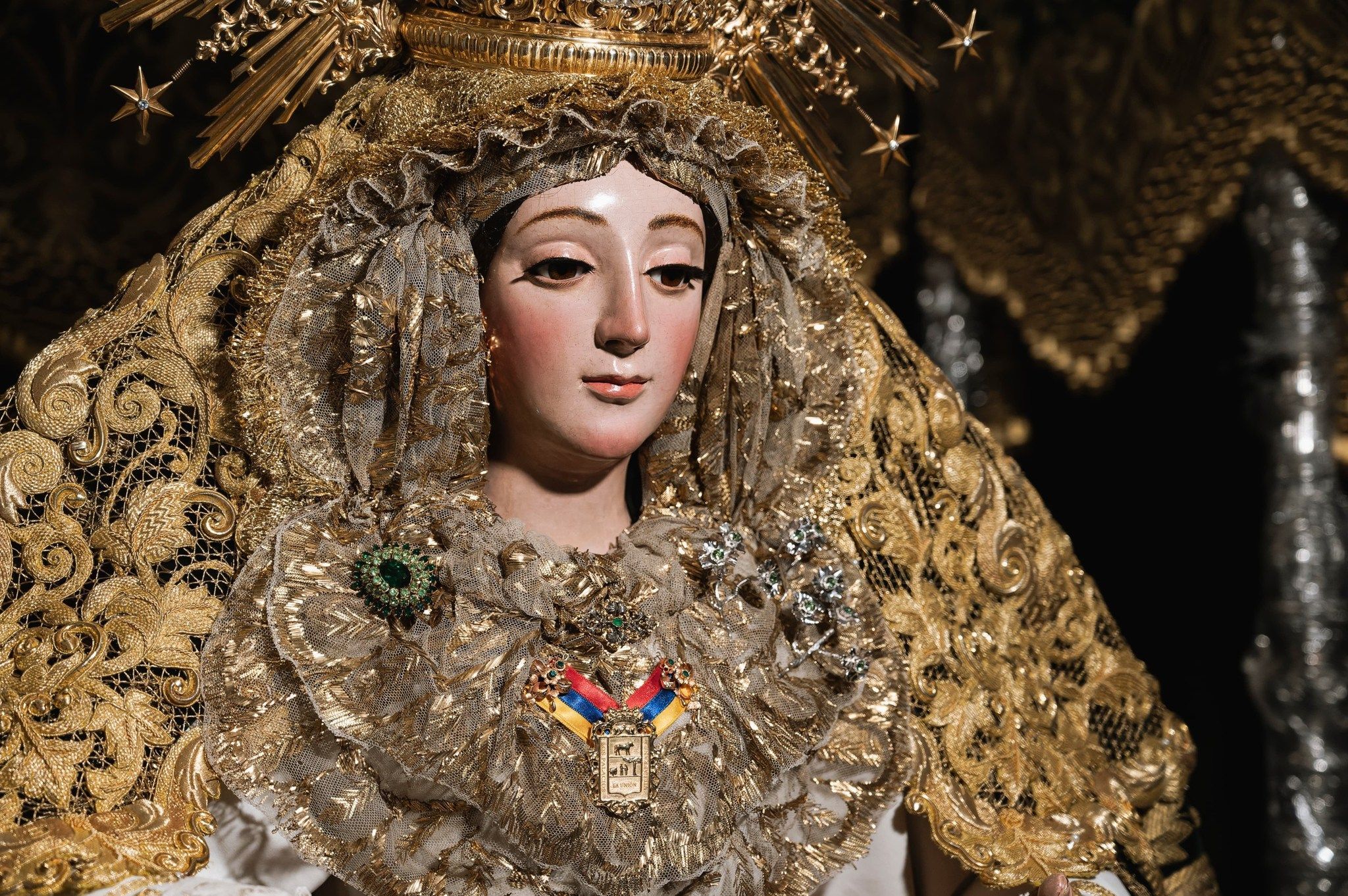 Primer plano de la Virgen de Los Remedios de Los Palacios y Villafranca, que será coronada canónicamente en 2027. Primer plano de la Virgen de Los Remedios de Los Palacios y Villafranca, que será coronada canónicamente en 2027.