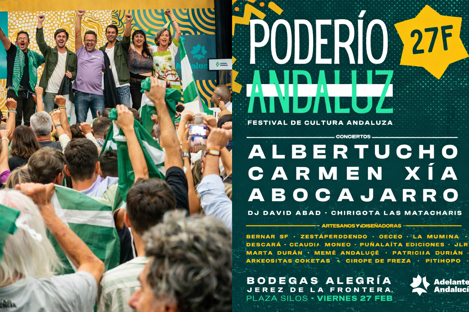 Adelante Andalucía celebra en Jerez 'Poderío Andaluz', un festival de cultura andaluza con sabor a precampaña de autonómicas.