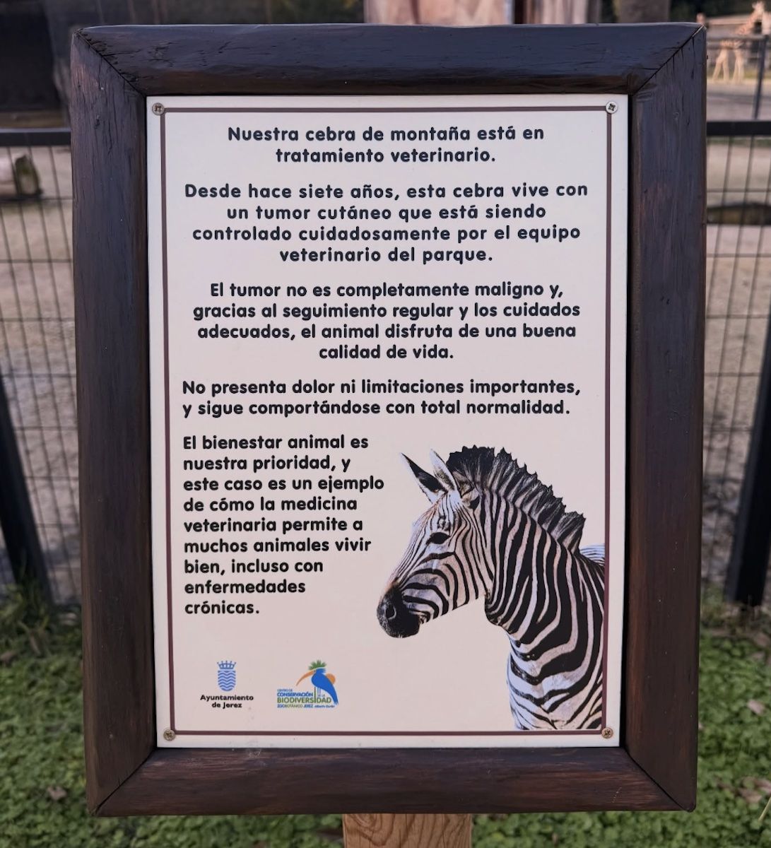 El cartel que avisaba a los visitantes del Zoo del estado de Namibia.