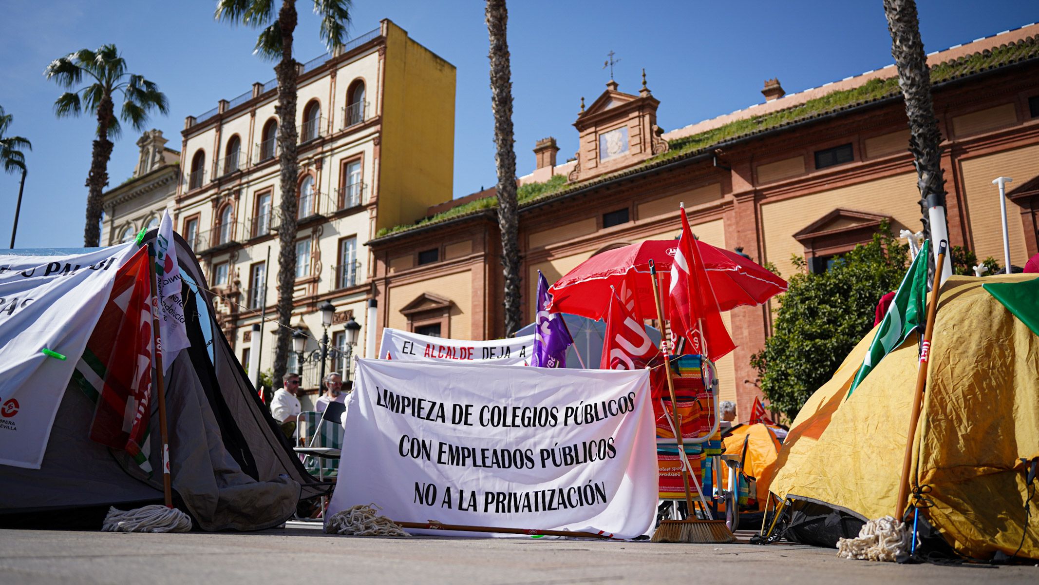 Las protestas en la Puerta de Jerez.
