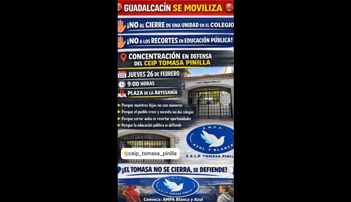 Cartel de la concentración en el CEIP Tomasa Pinilla de Guadalcacín.