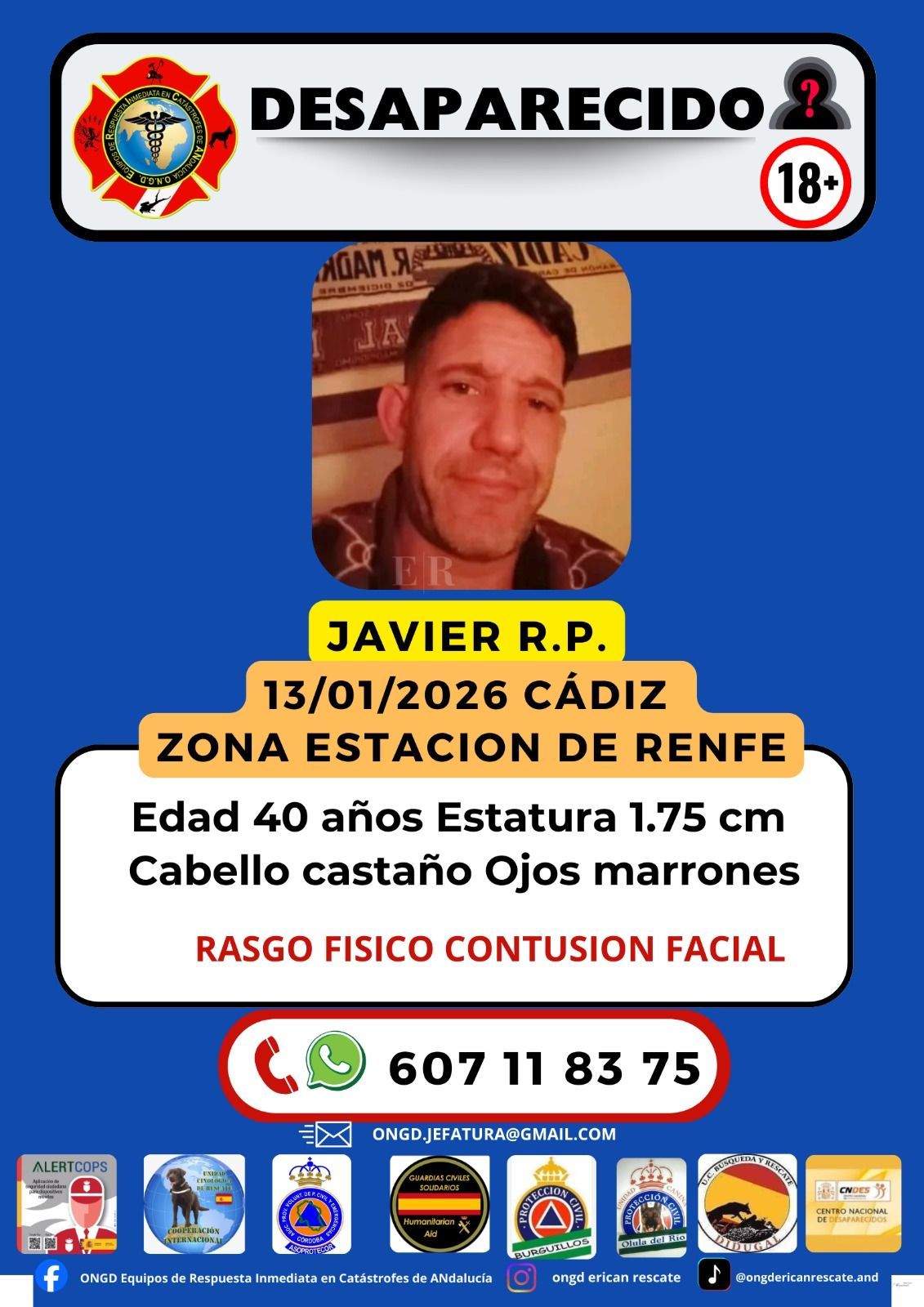 Alerta de Javier R.P que se ha difundido por redes sociales.