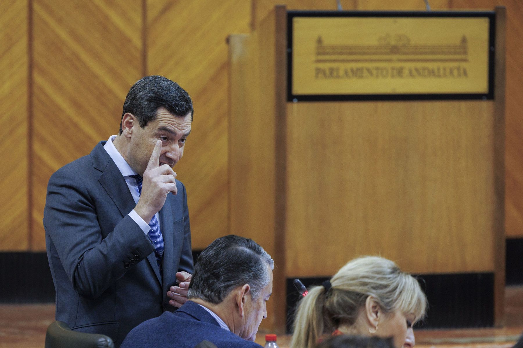 Juanma Moreno, en la sesión de control del Parlamento.