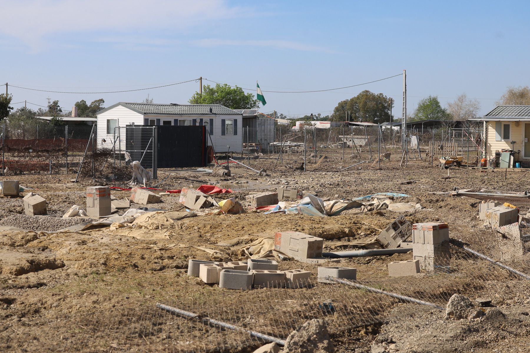 Destrozos tras el temporal en Las Pachecas de Jerez.