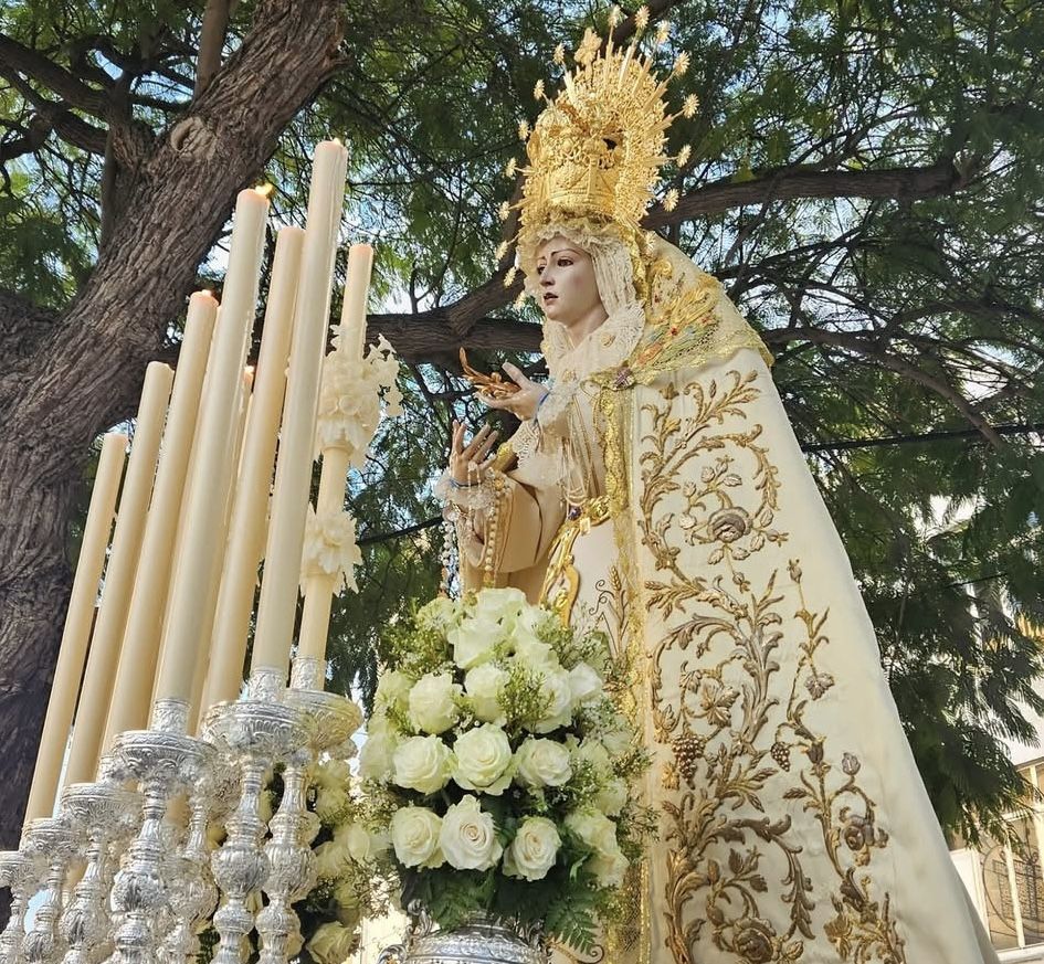 La Virgen de la Paz en cuya reciente salida fue sancionada la hermandad. 