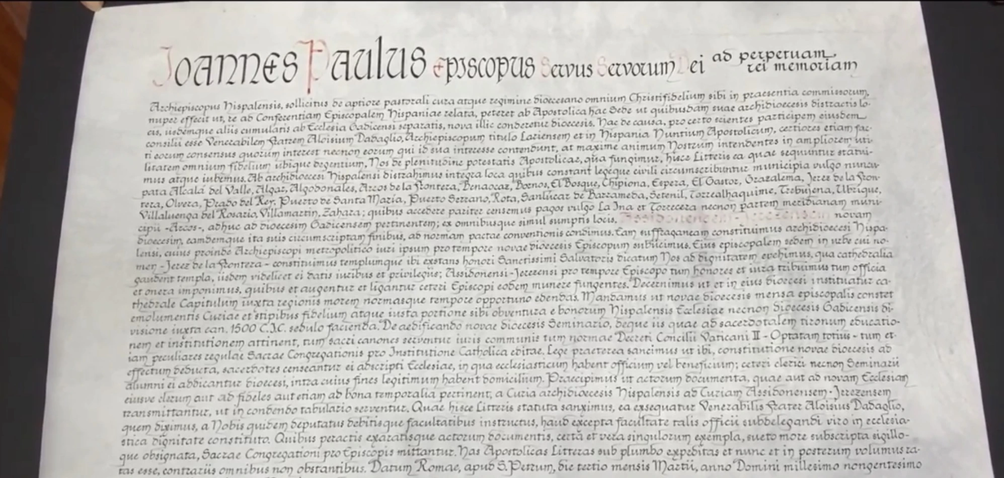 El 'Acta Apostolicae Sedis' por la que se erigió la Diócesis de Jerez. 