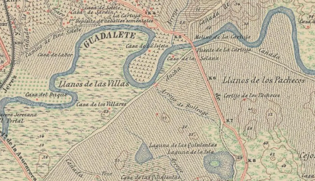 Figura 1 Detalle del entorno de Jerez de la Frontera. MTN 50 ano 1917 Instituto Geografico Nacional