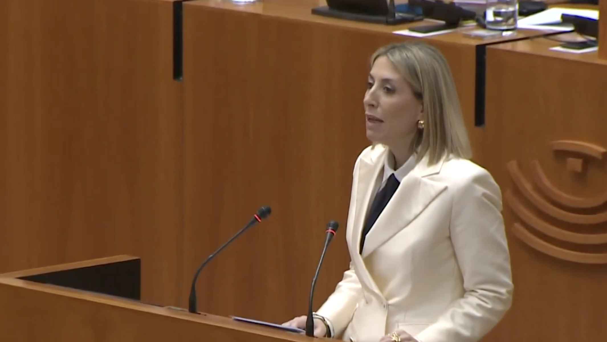 María Guardiola, durante su discurso en el acto fallido de investidura.