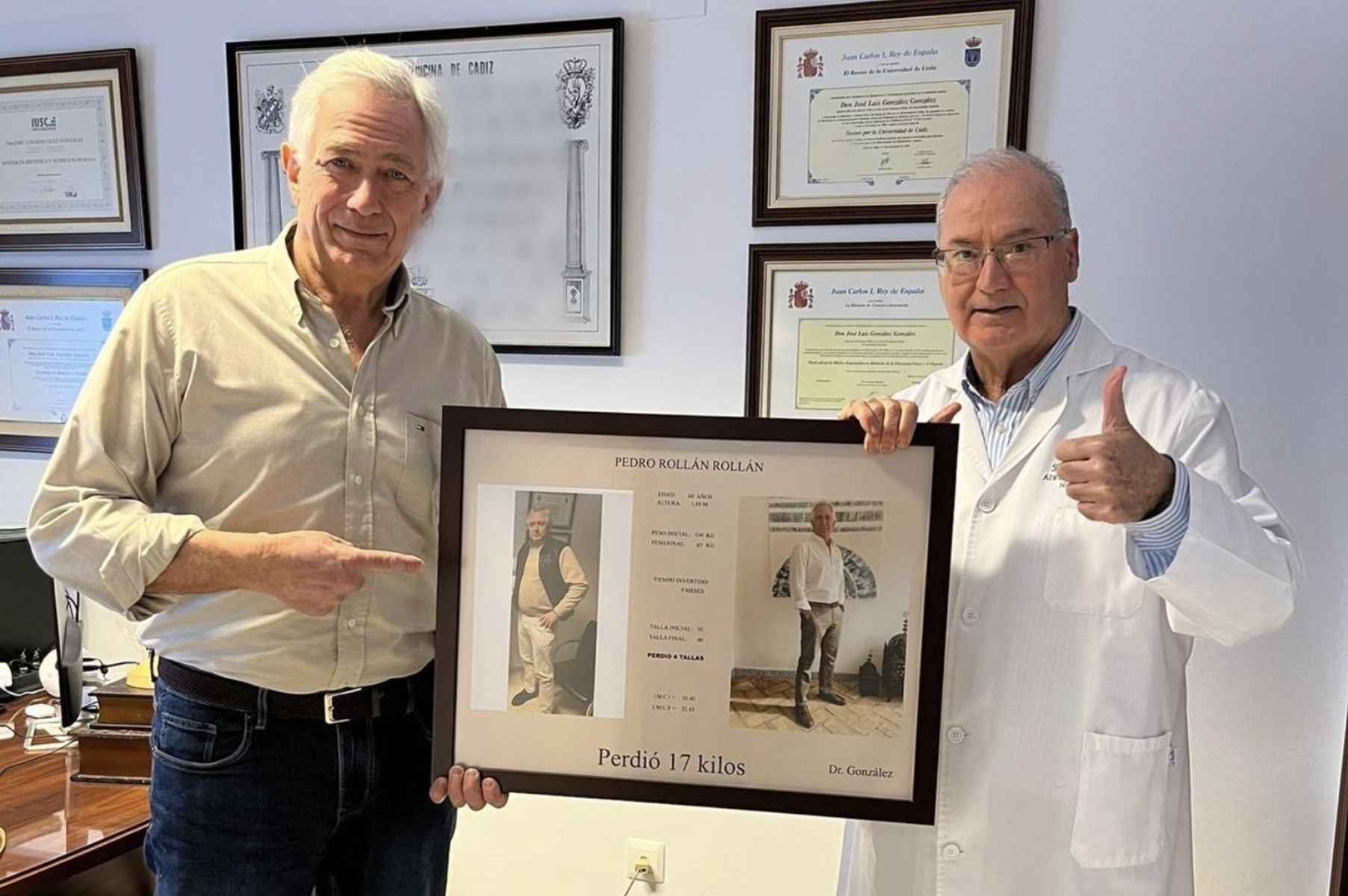 Pedro Rollán, junto al doctor José Luis González.