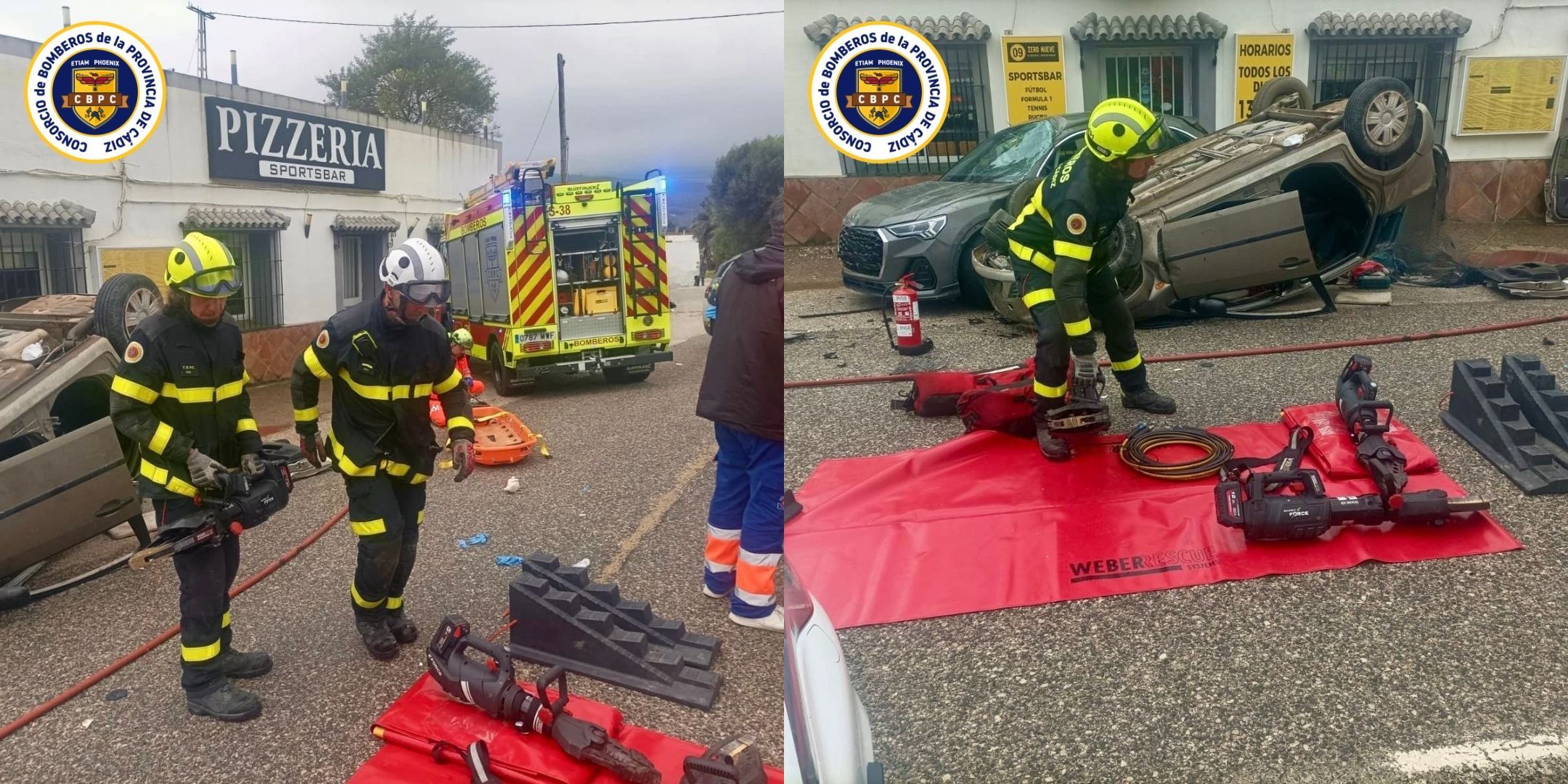 La actuación de bomberos en el accidente mortal en Valdevaqueros.