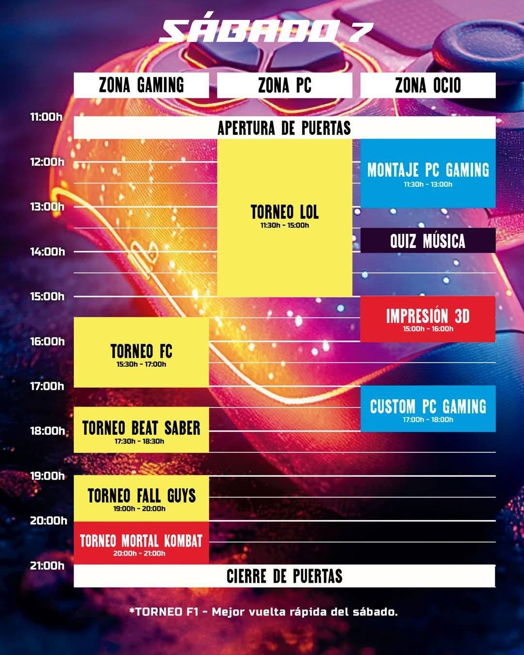 Plan del Gaming Fest el sábado.