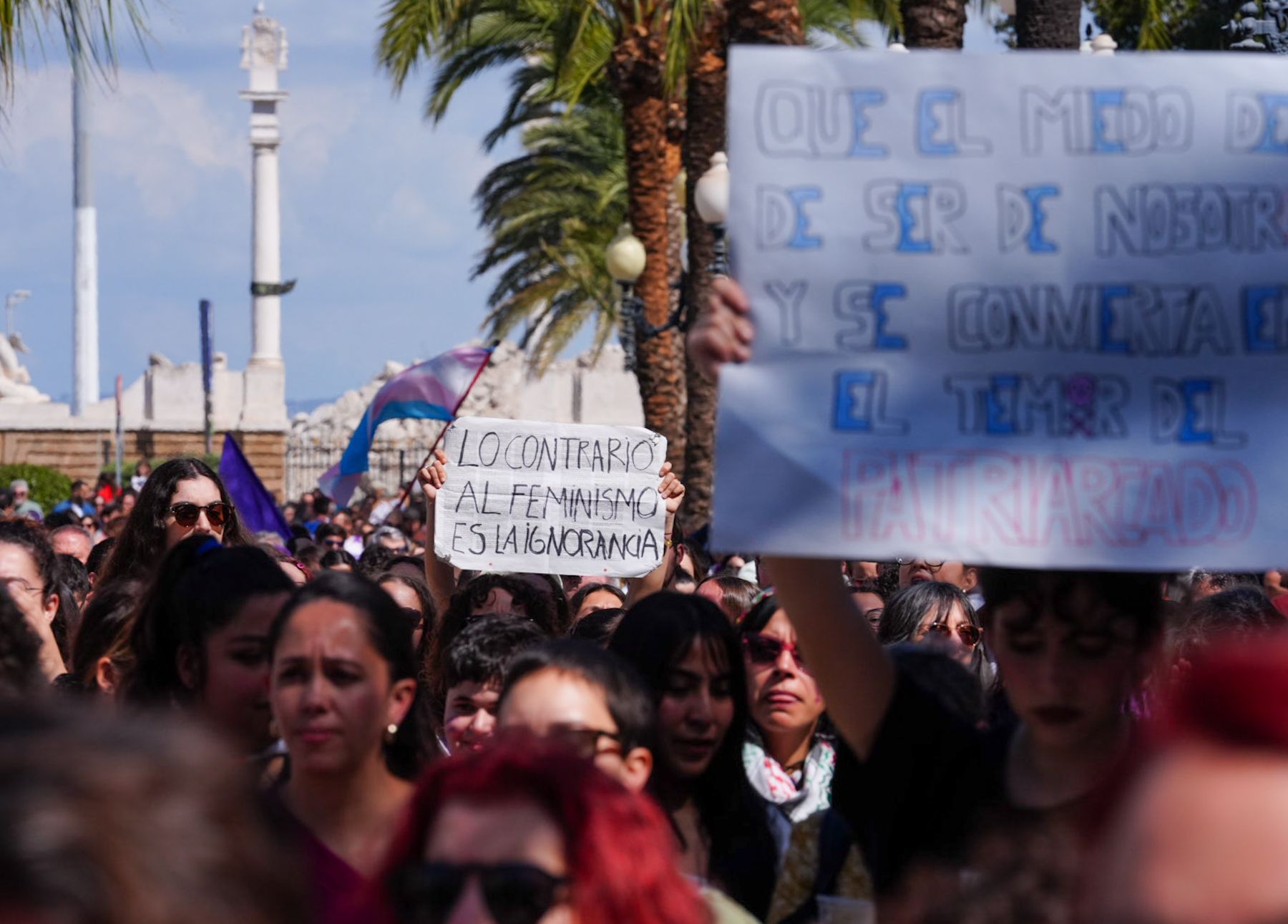 Pancartas por la igualdad en la manifestación del 8M en Cádiz