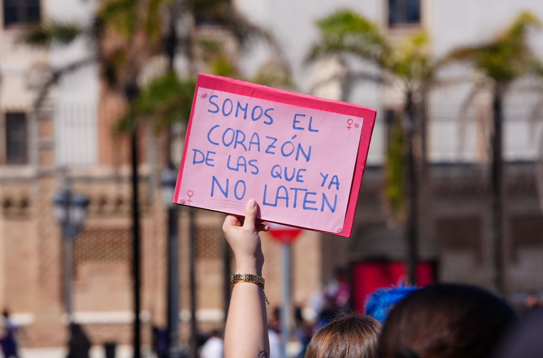 Pancartas por la igualdad en la manifestación del 8M en Cádiz