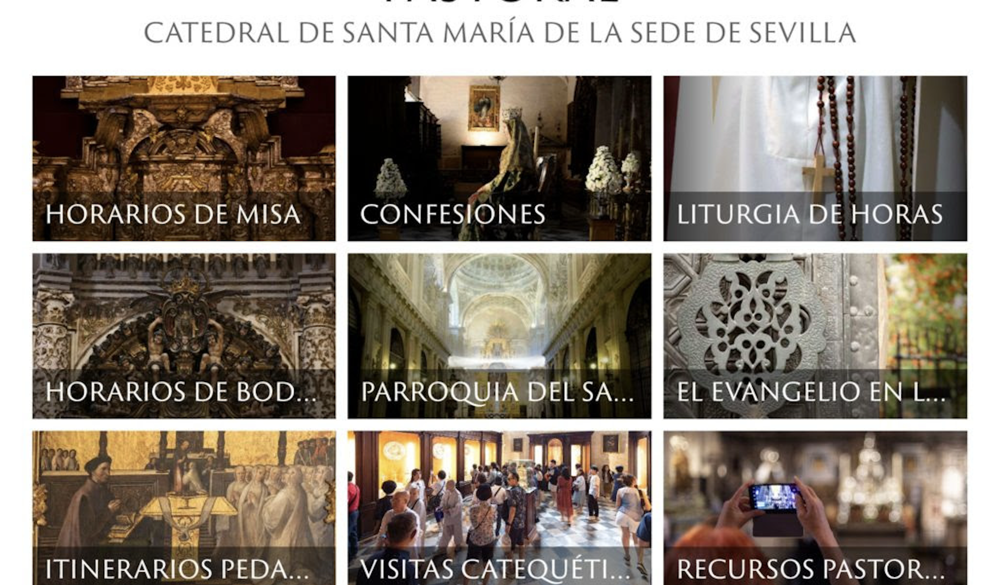 Sección de la nueva web dedicada a la Pastoral. 