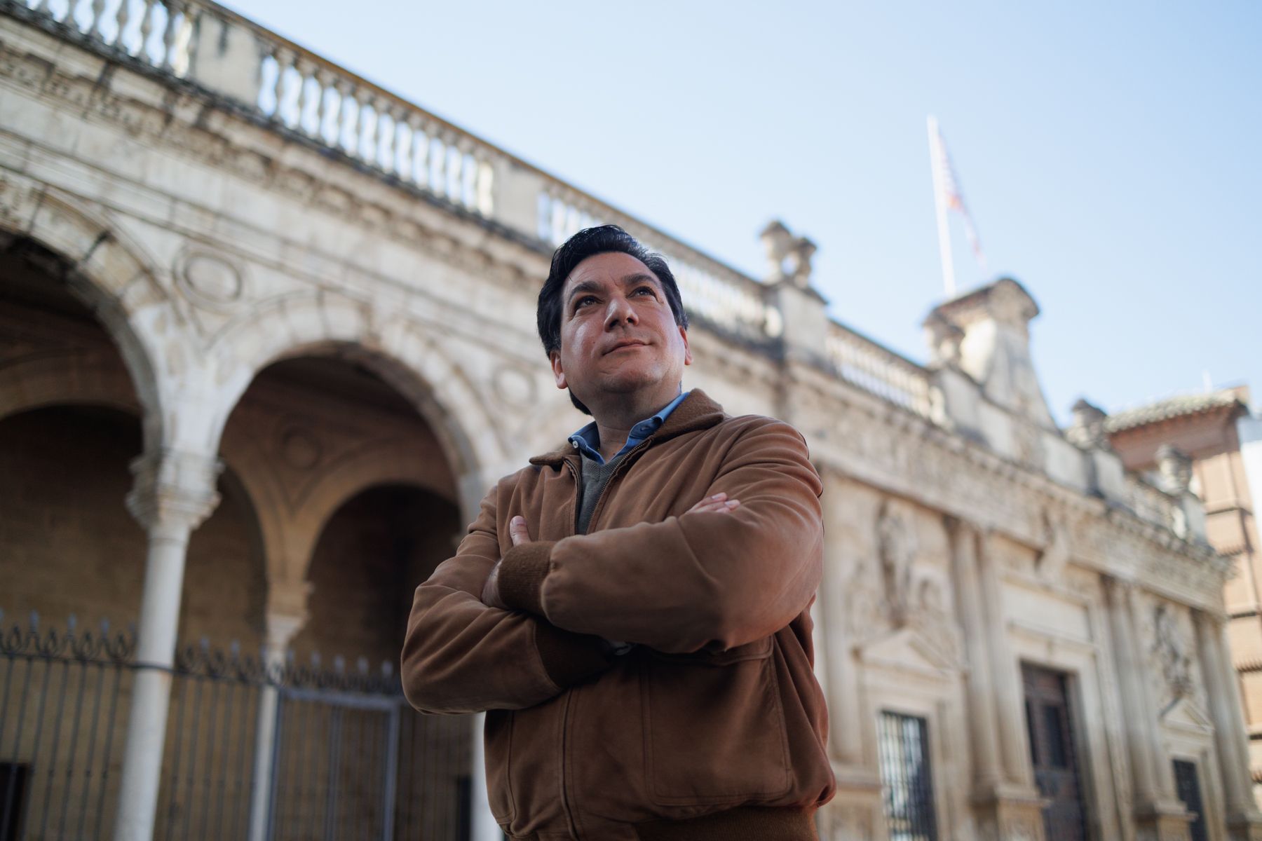 Antonio Fernández Campos, portavoz de Vox en el Ayuntamiento de Jerez, retratado este jueves en la plaza de La Asunción.
