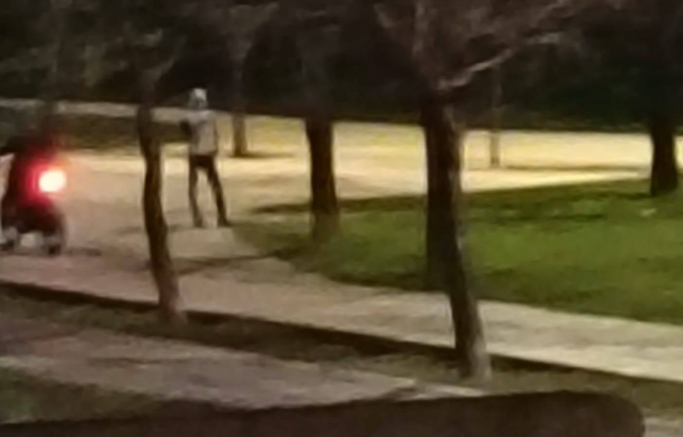 Uno de los motoristas que circulan a gran velocidad por el parque Sebastián Peña de Jerez.