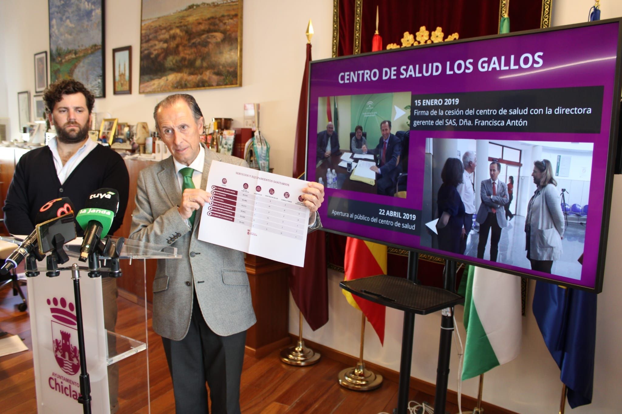 La rueda de prensa en Chiclana, este lunes.