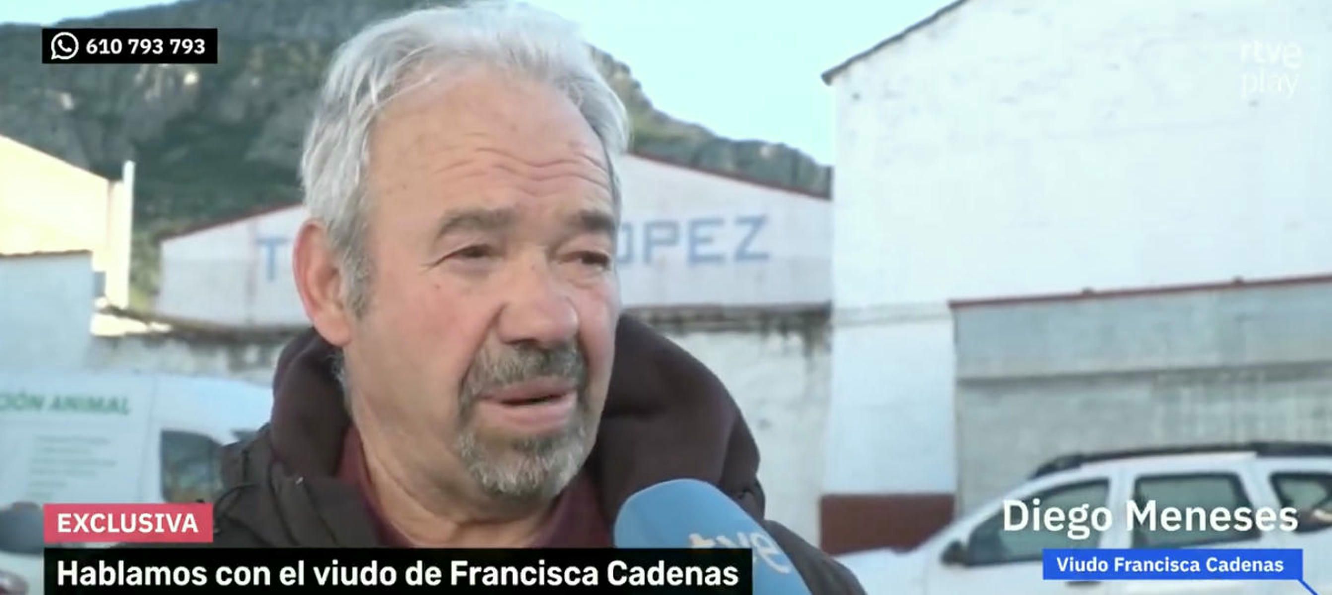 Diego Meneses, viudo de Francisca Cadenas, hablando en televisión.