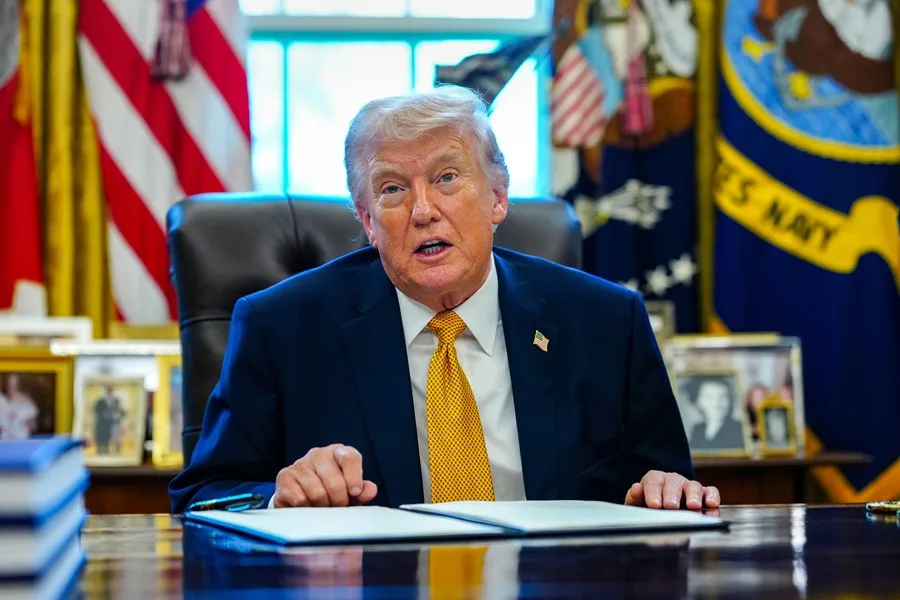 Conferencia de prensa de Donald Trump, este lunes en Washington.