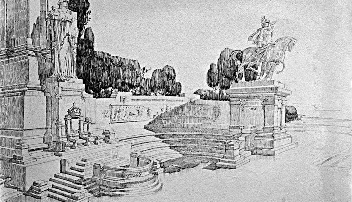 Proyecto Monumento a las Cortes firmado por Aniceto Marinas.