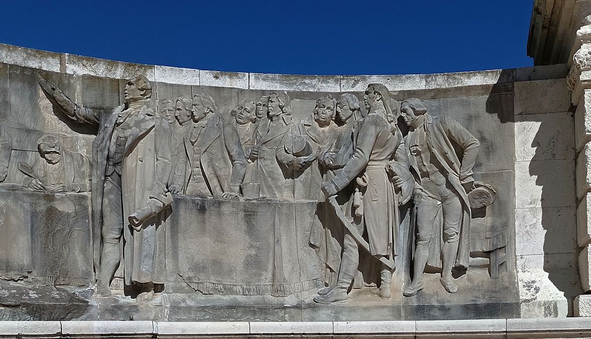 Relieve de la Junta de Defensa de Cádiz, detalle zona izquierda.