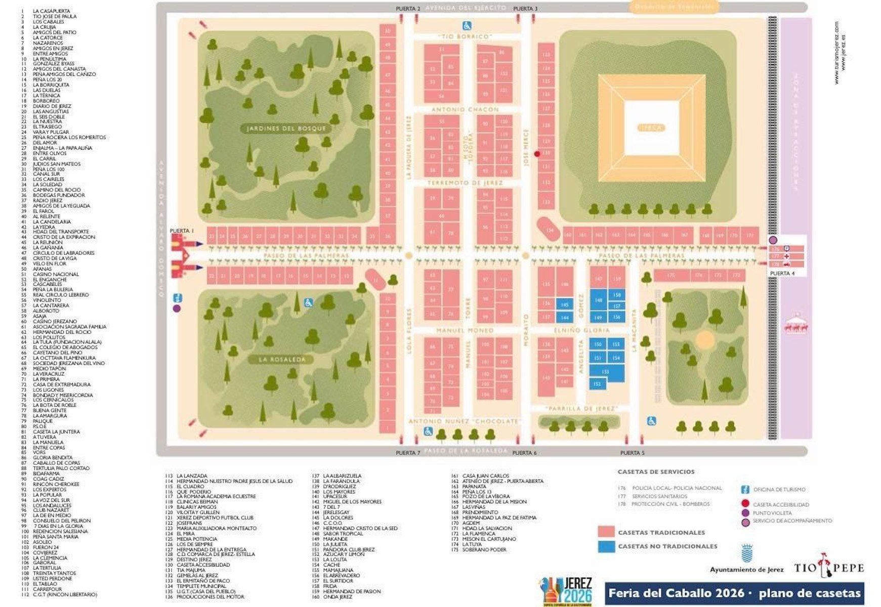 Plano oficial de la Feria del Caballo de Jerez 2026.