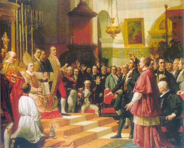Juramento de las Cortes de Cádiz En 1810, obra de José Casado del Alisal (1862). Palacio de las Cortes, Madrid. (1)