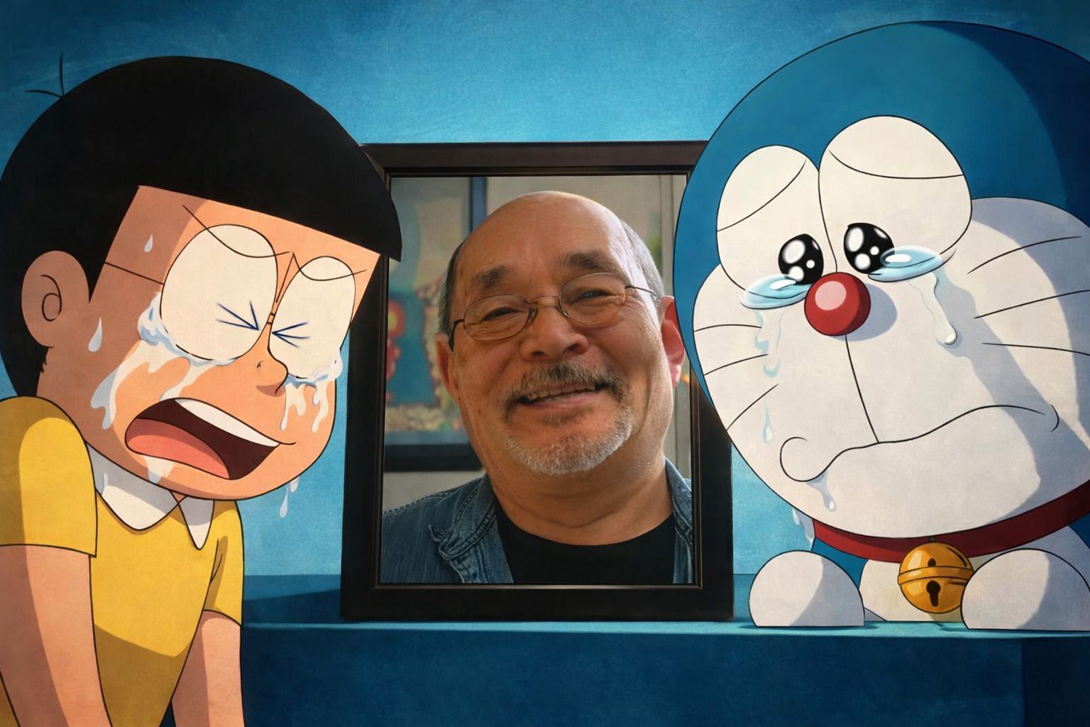 Muere el creador de Doraemon. Montaje creado con IA